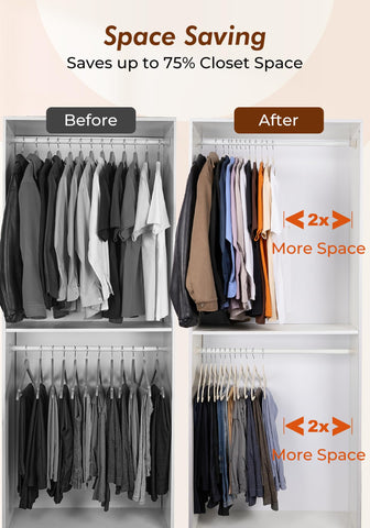 House Day Ivory Velvet Hangers space-saving design frees closet space.