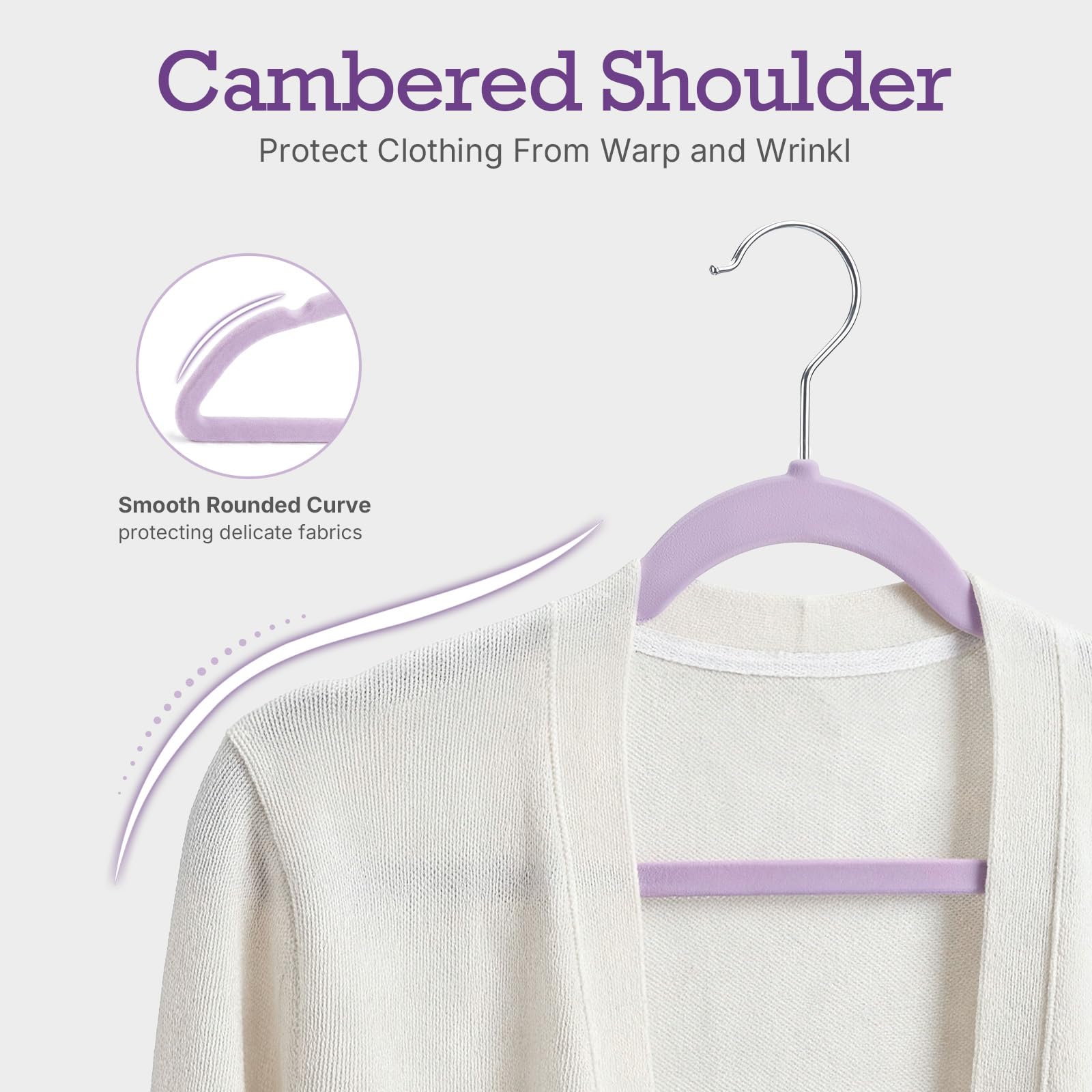 House Day Lt-Purple Velvet Hangers 360-degree hook offers versatile hanging.