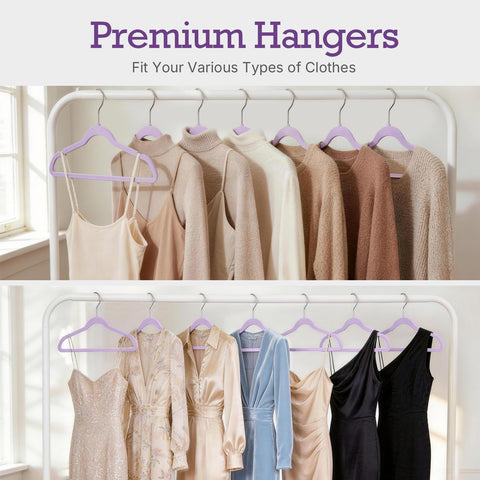 House Day Lt-Purple Velvet Hangers luxe velvet finish resists shedding.