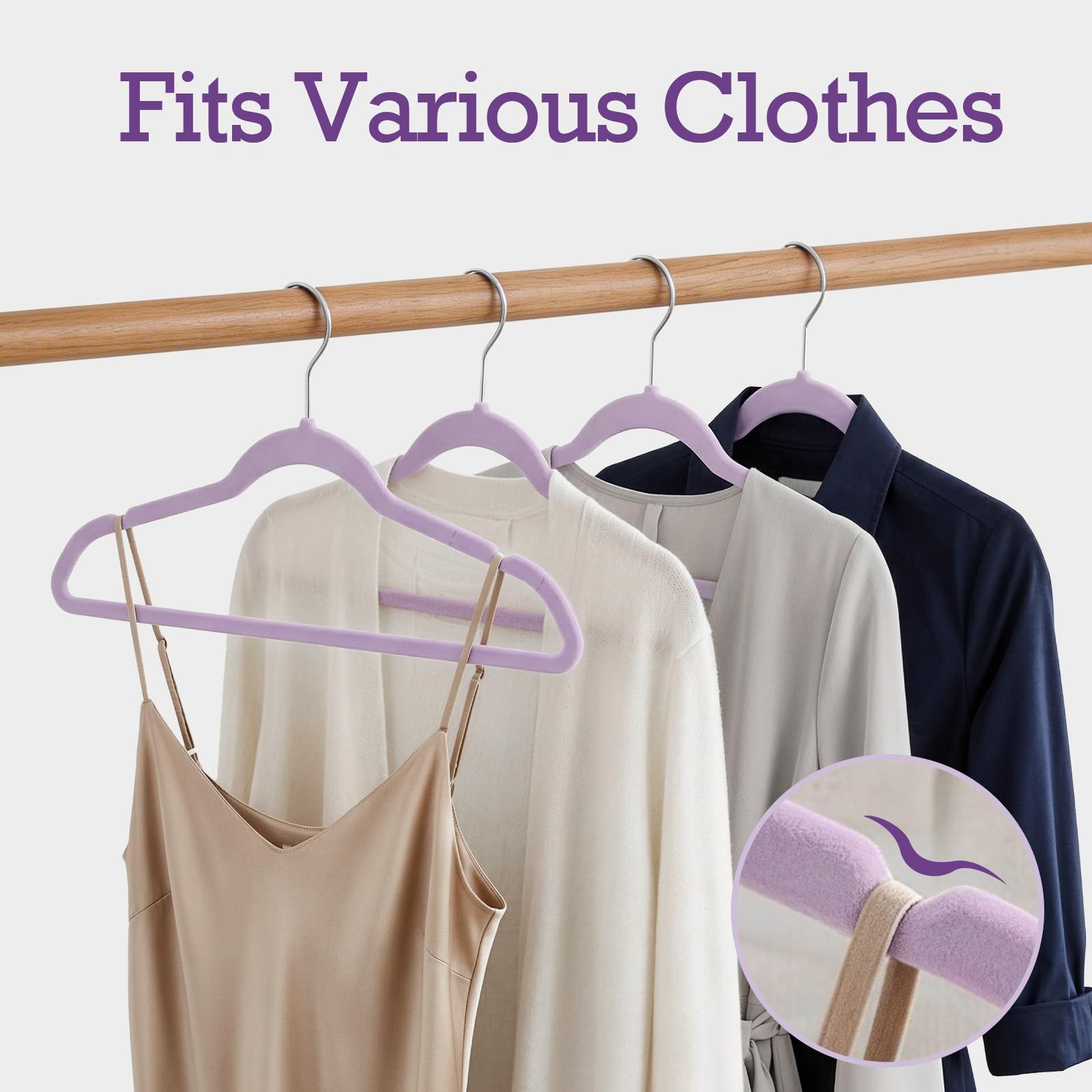 House Day Lt-Purple Velvet Hangers ideal for shirts, jeans and pants.