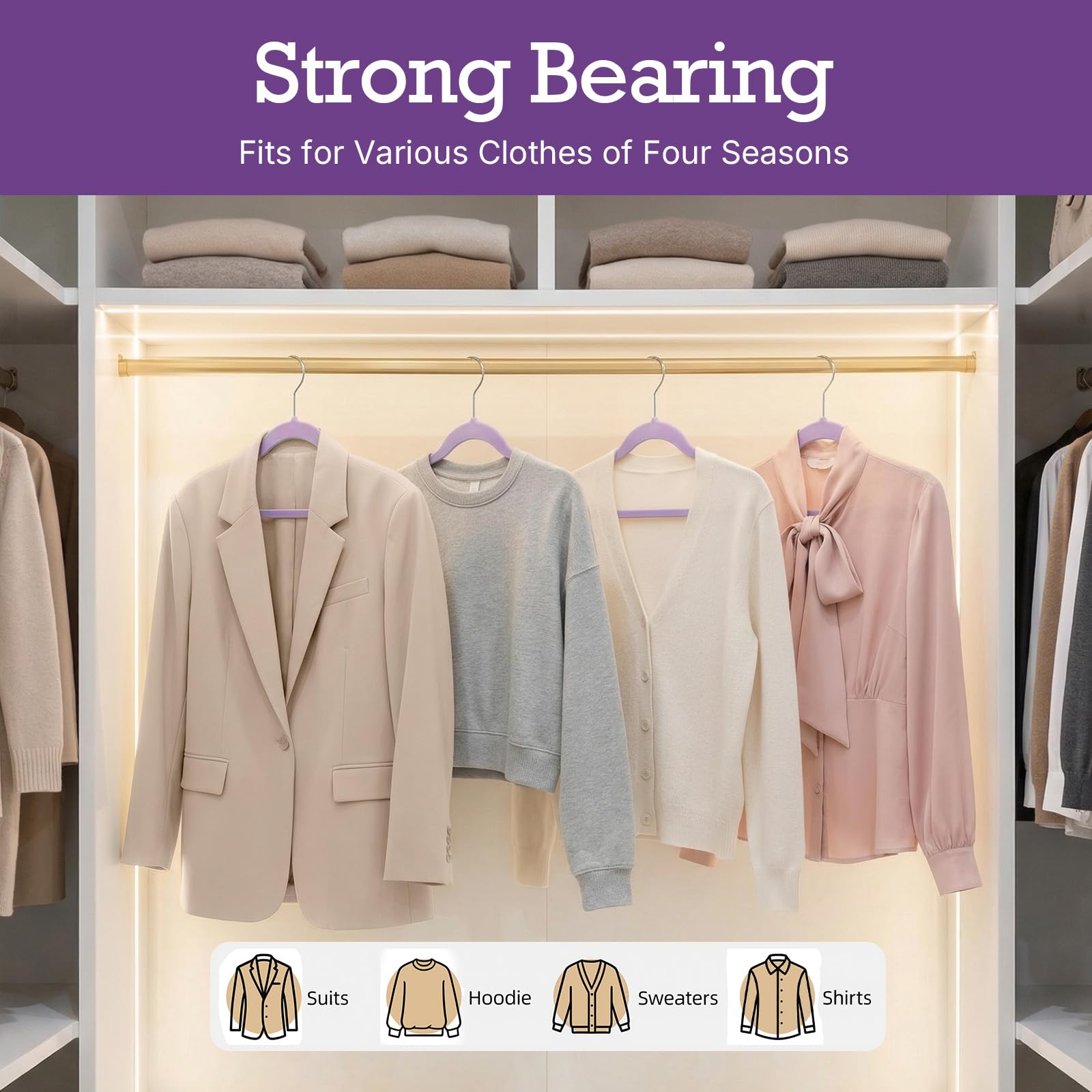 House Day Lt-Purple Velvet Hangers helps organize dorm closets efficiently.