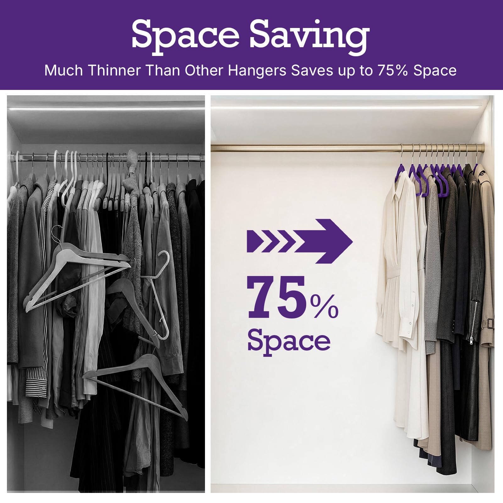 House Day Noble-Purple velvet hangers with 360° swivel hook for flexible hanging