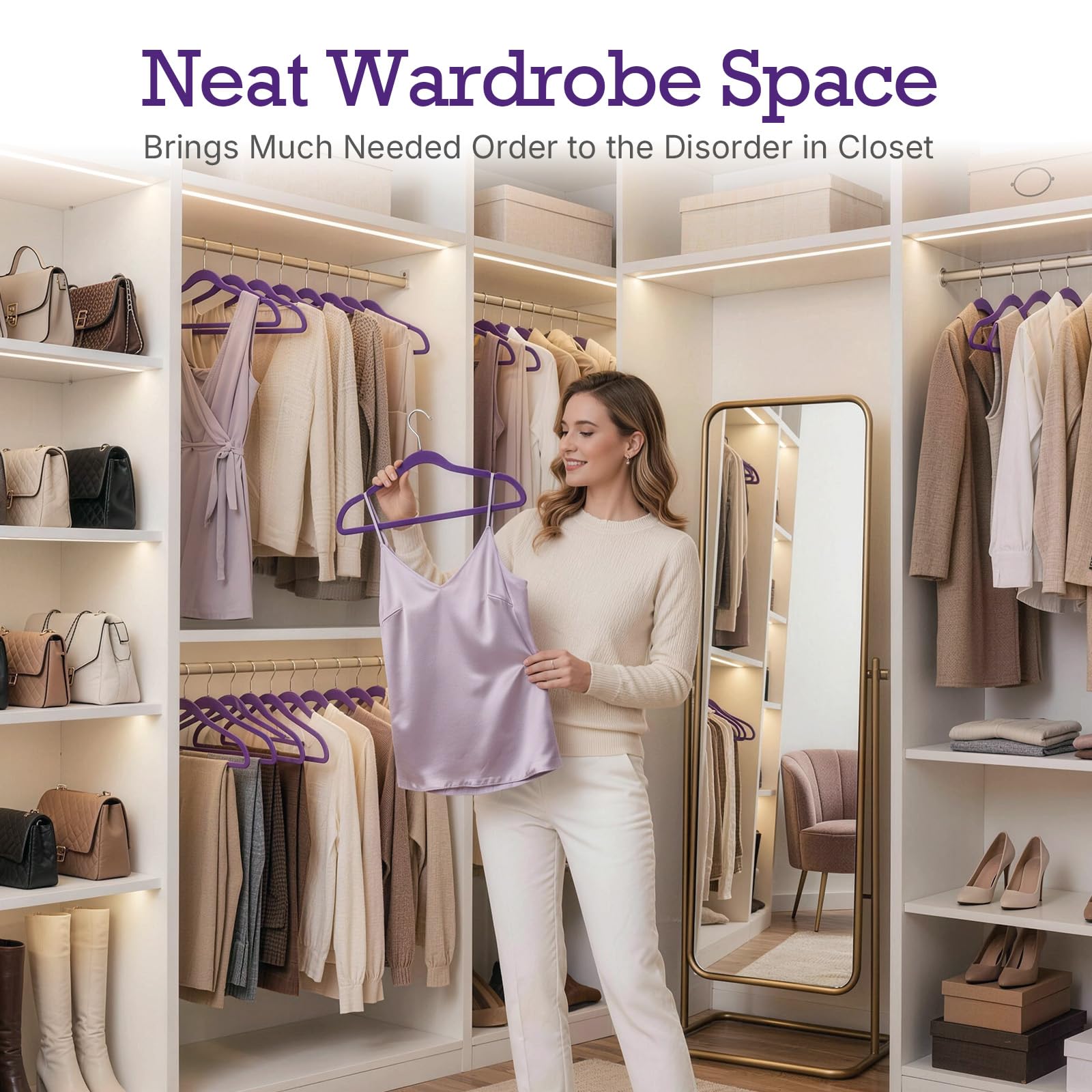 House Day Noble-Purple velvet hangers bulk 60-pack for easy organization