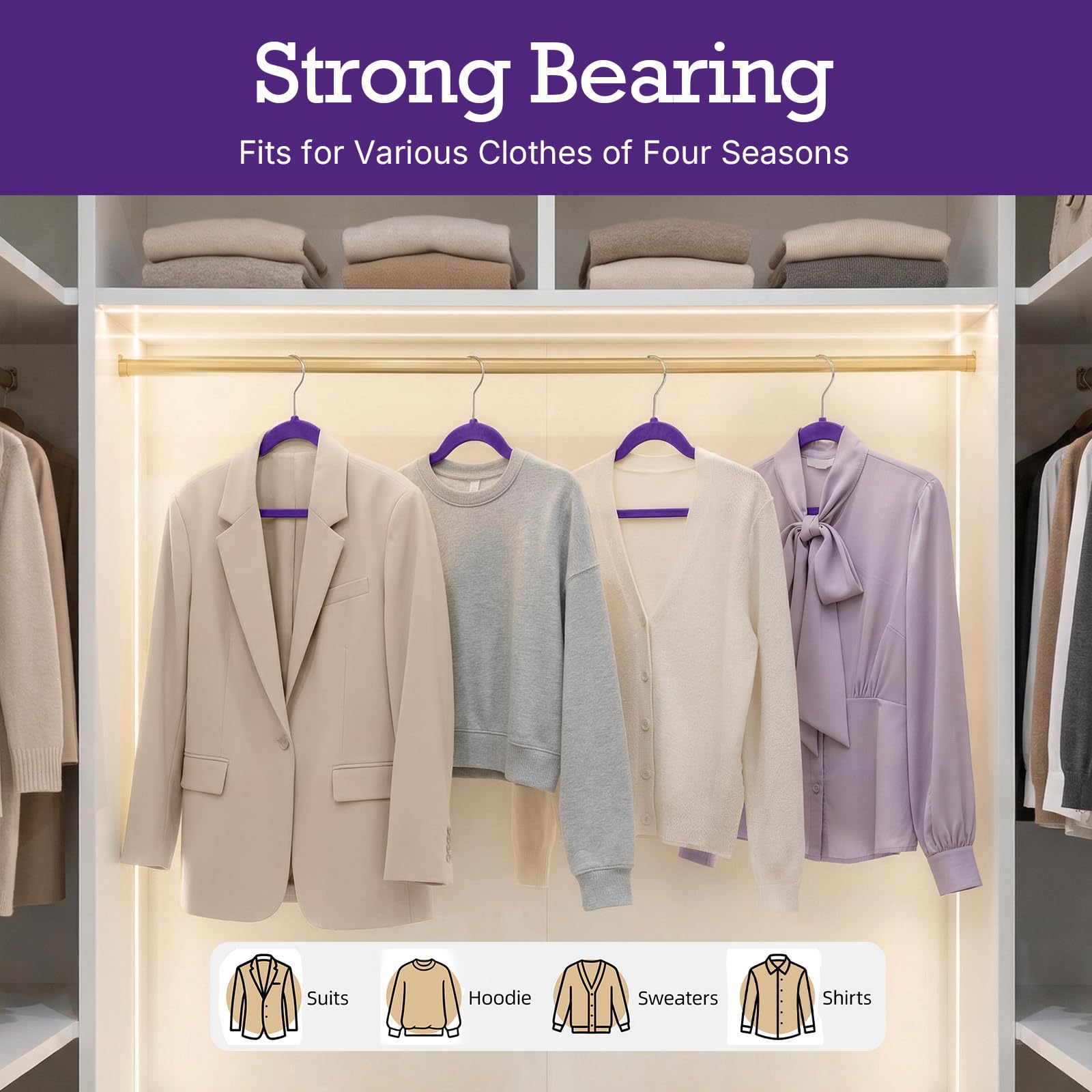 House Day Noble-Purple velvet hangers prevent slipping and creasing