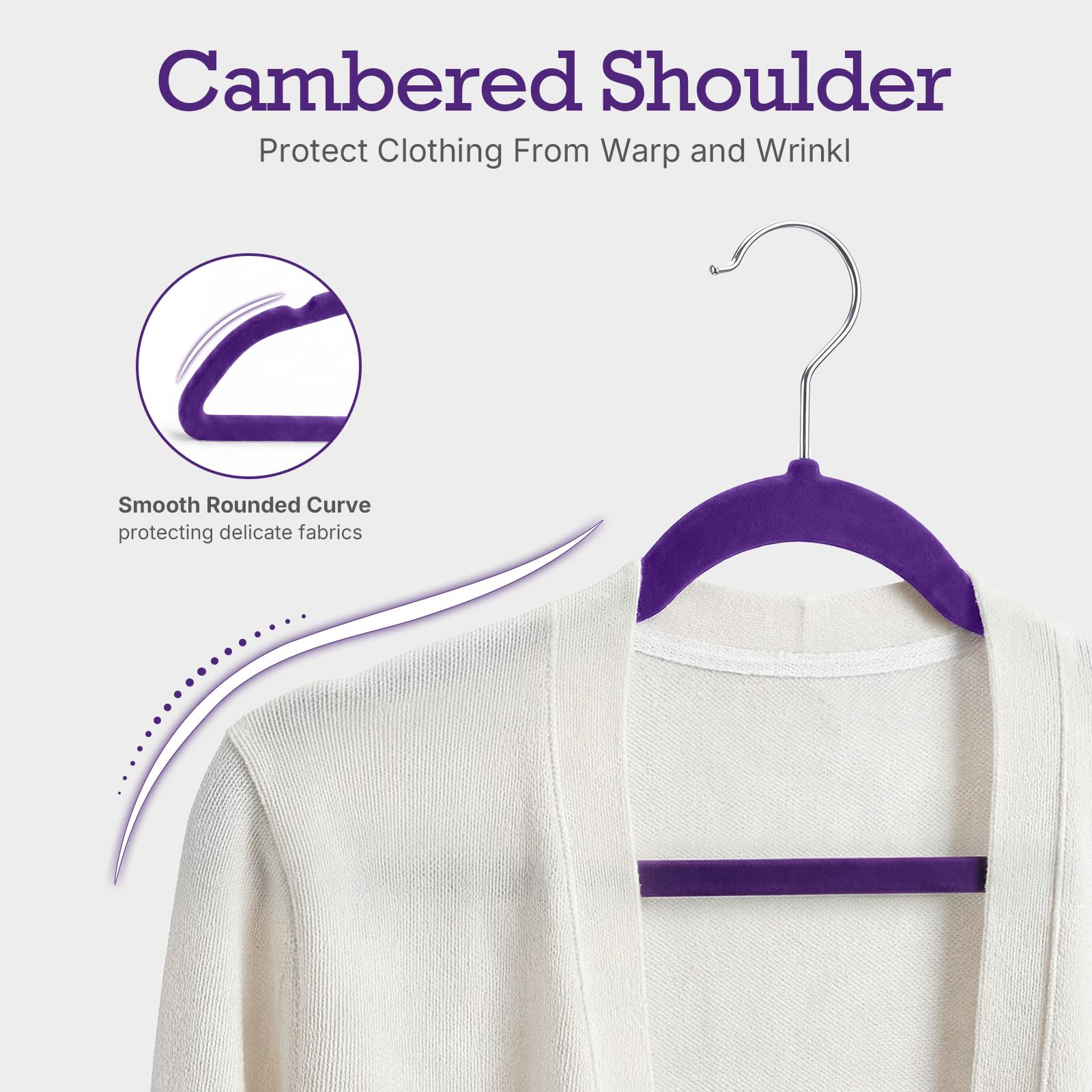 House Day Noble-Purple velvet hangers feature soft velvet finish to protect fabrics