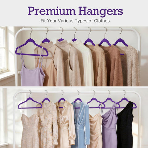 House Day Noble-Purple velvet hangers ultra-thin bars save space
