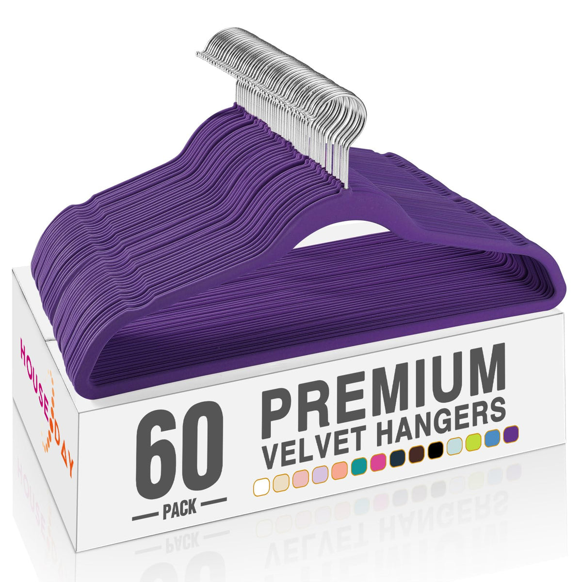 House Day Noble-Purple velvet hangers show ultra-thin profile for space-saving closets