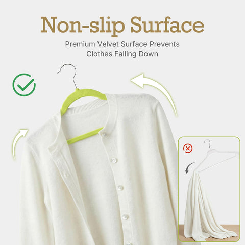 HOUSE DAY Non-slip shoulder velvet hangers securely hold garments and preserve shape.