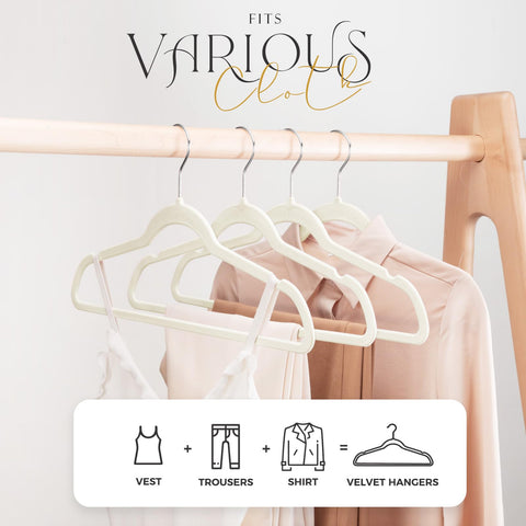 HOUSE DAY Non-slip velvet hangers securely cradle silk tops.