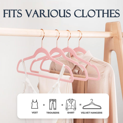 HOUSE DAY non-slip velvet hangers keep garments securely in place.