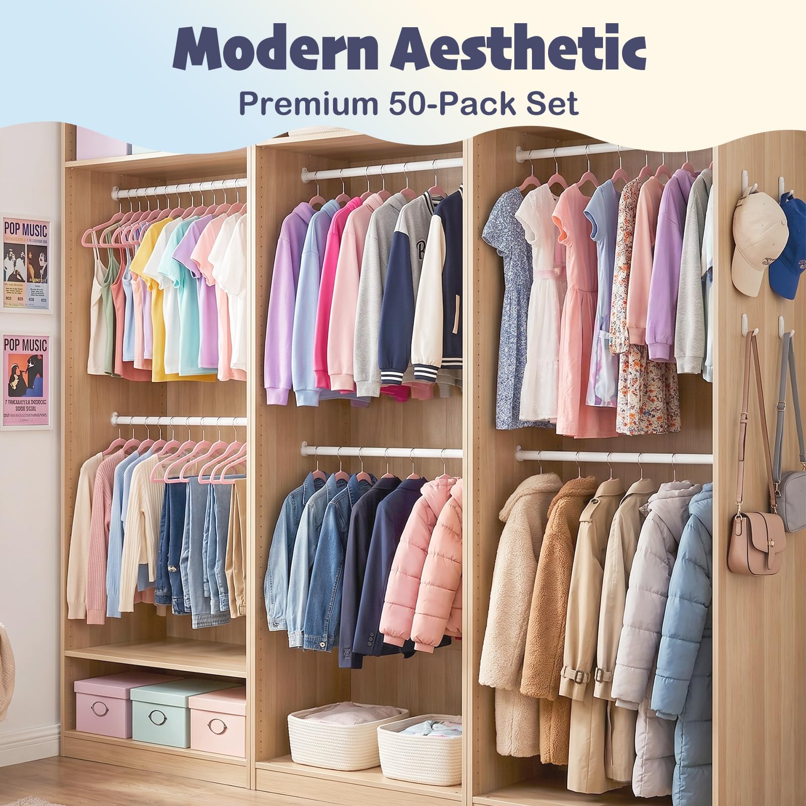 House Day 50-pack hangers help organize kids' wardrobes