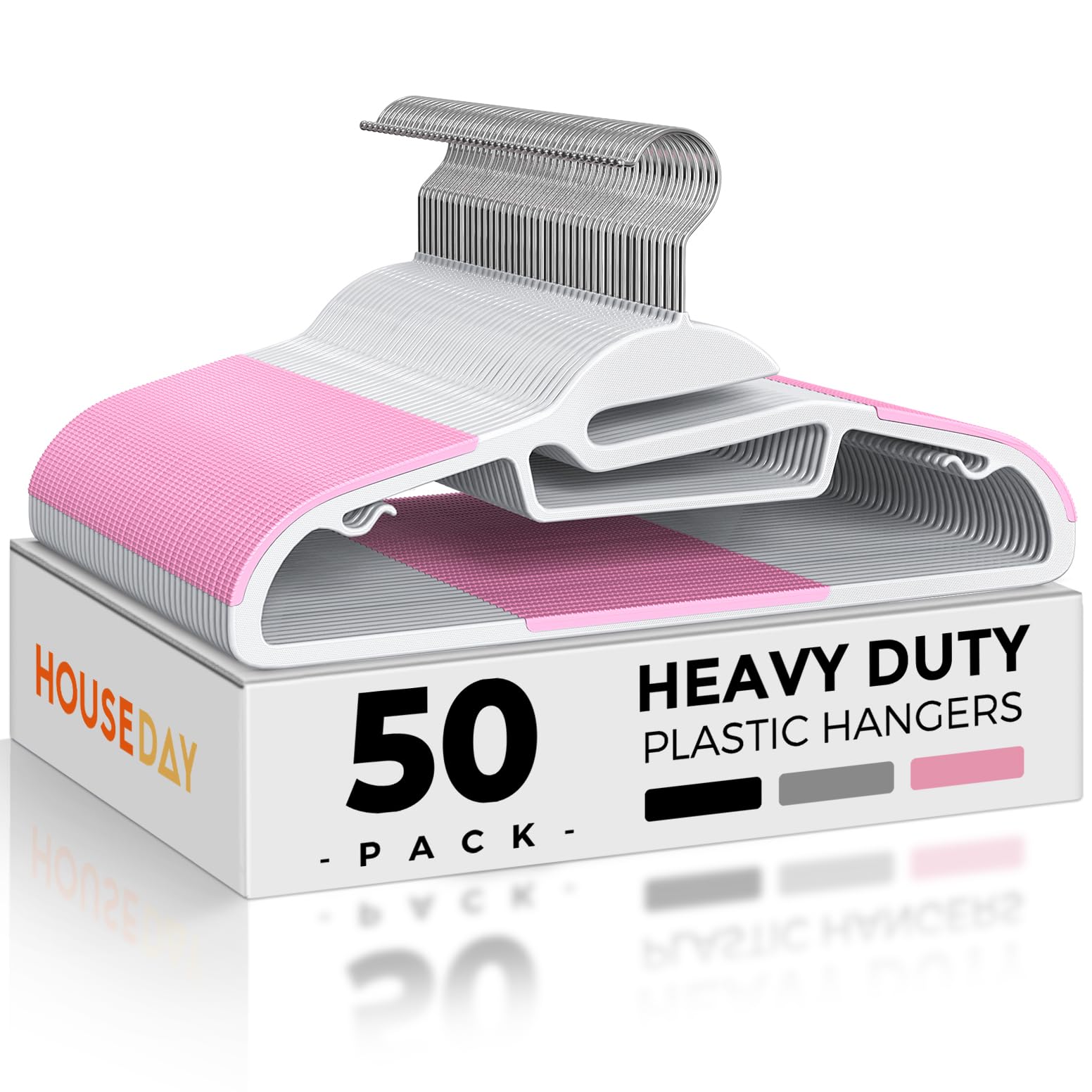 HOUSE DAY pink plastic hanger 50 pack for organized closet