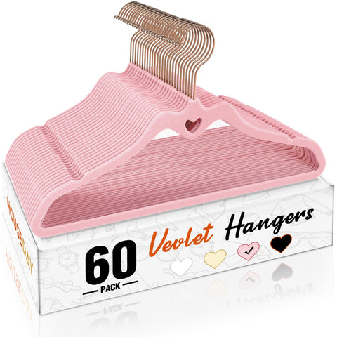 House Day pink velvet hanger 60-pack for organized closet space