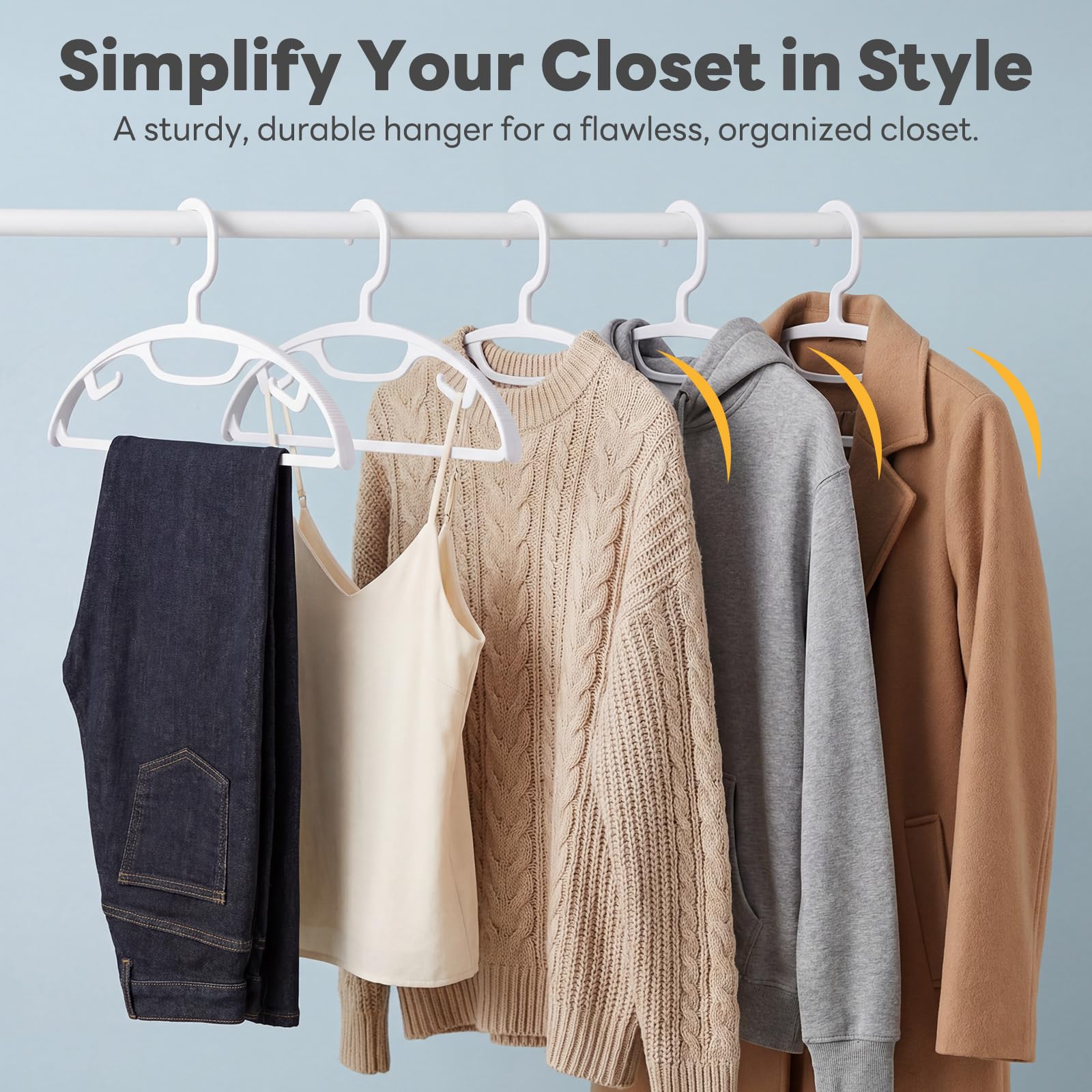HOUSE DAY plastic hanger built-in tie bar keeps accessories organized