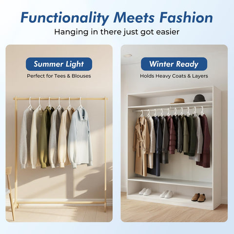 HOUSE DAY white hangers maximize closet space and order