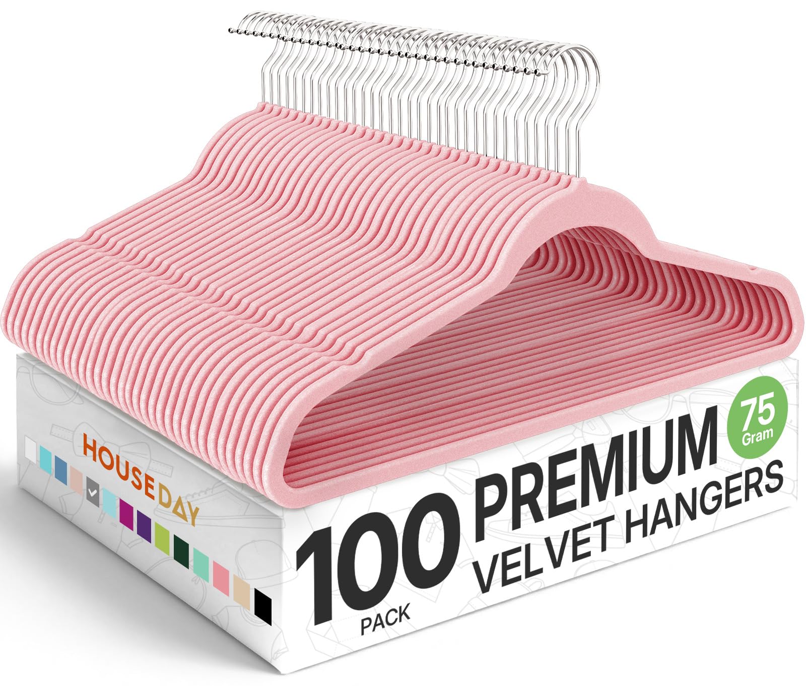 HOUSE DAY Premium Velvet Hangers light pink, keeping garments secure and organized