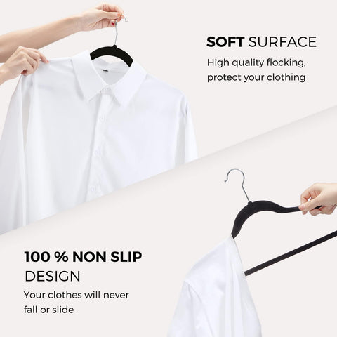 HOUSE DAY velvet hangers with 360-degree swivel hook for easy access.