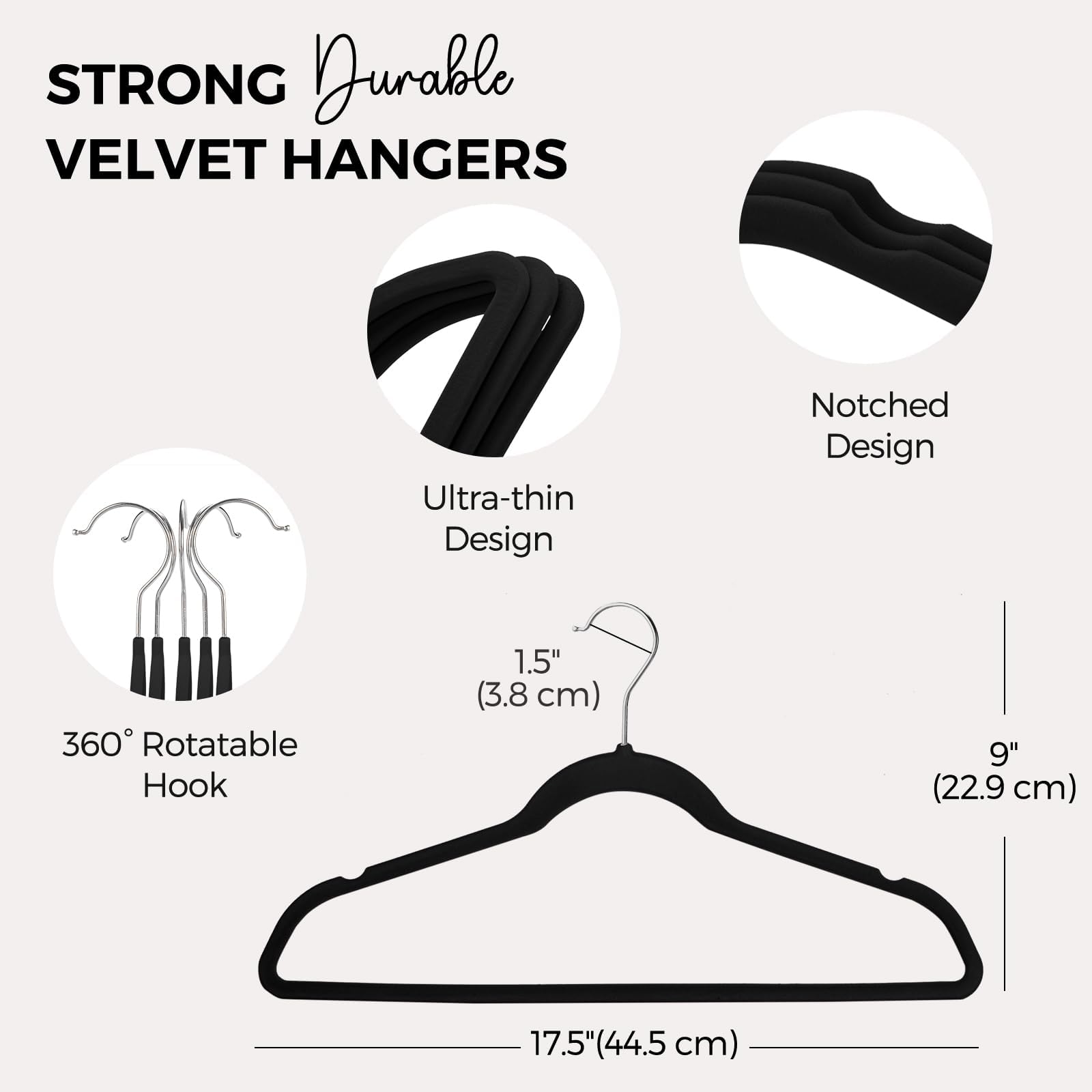 Premium velvet finish on HOUSE DAY hangers helps prevent fabric damage.