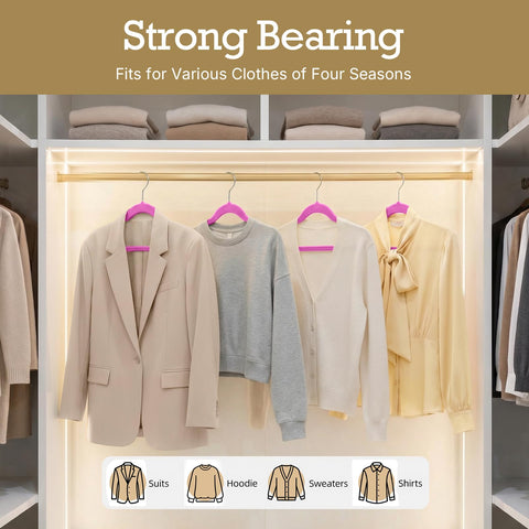HOUSE DAY Rosy Red Velvet Hangers heavy-duty construction for durable use