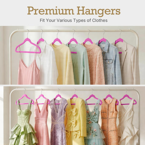 HOUSE DAY Rosy Red Velvet Hangers space-saving design for closet organization