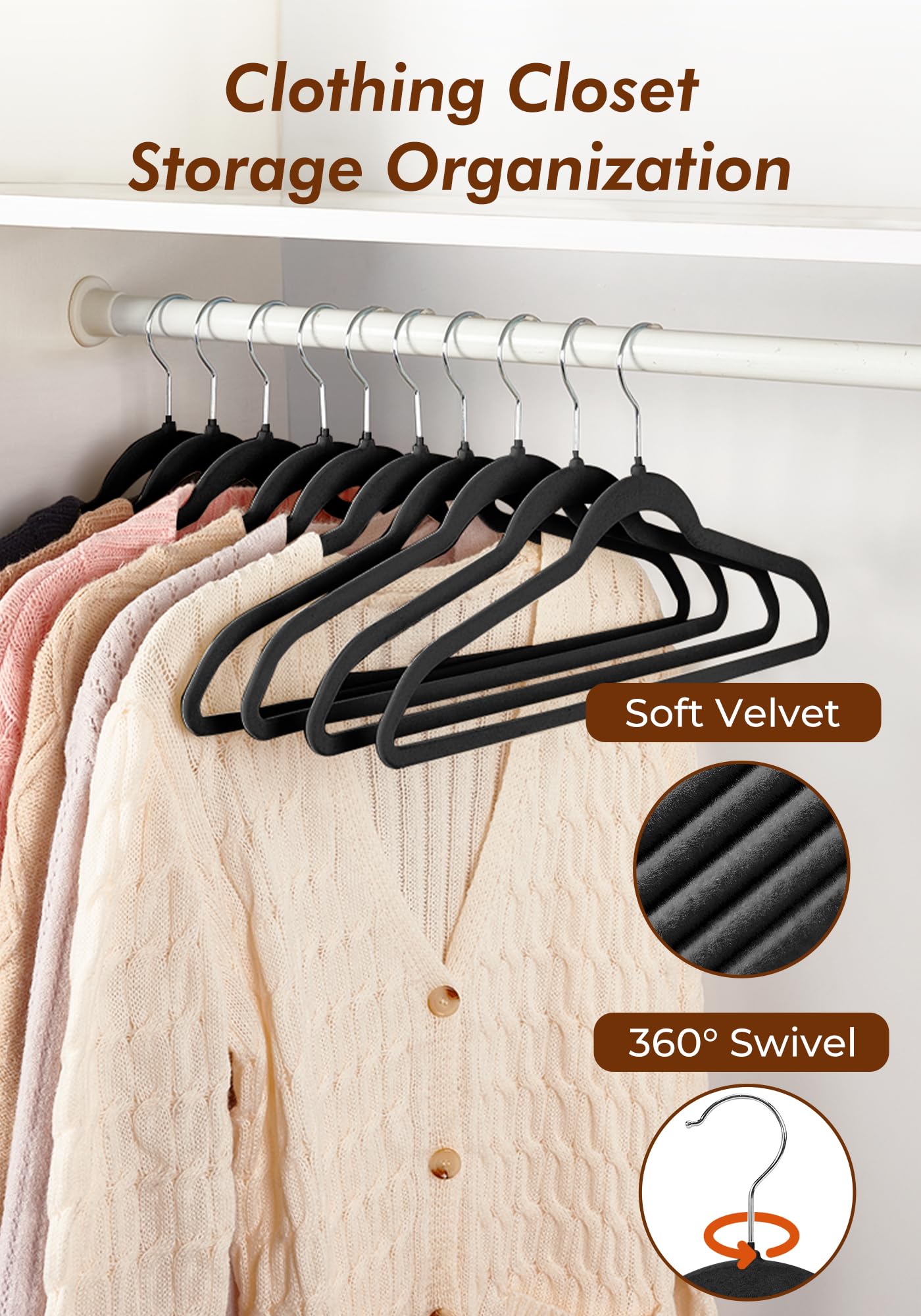 HOUSE DAY rust-proof metal hooks resist wear in busy closets