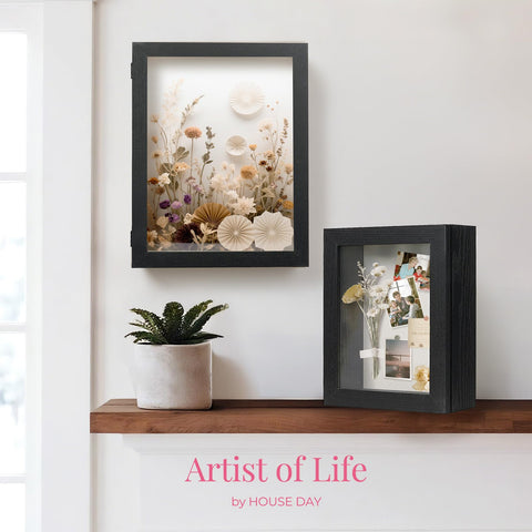 HOUSE DAY linen-backed display board complements dried florals and medals beautifully