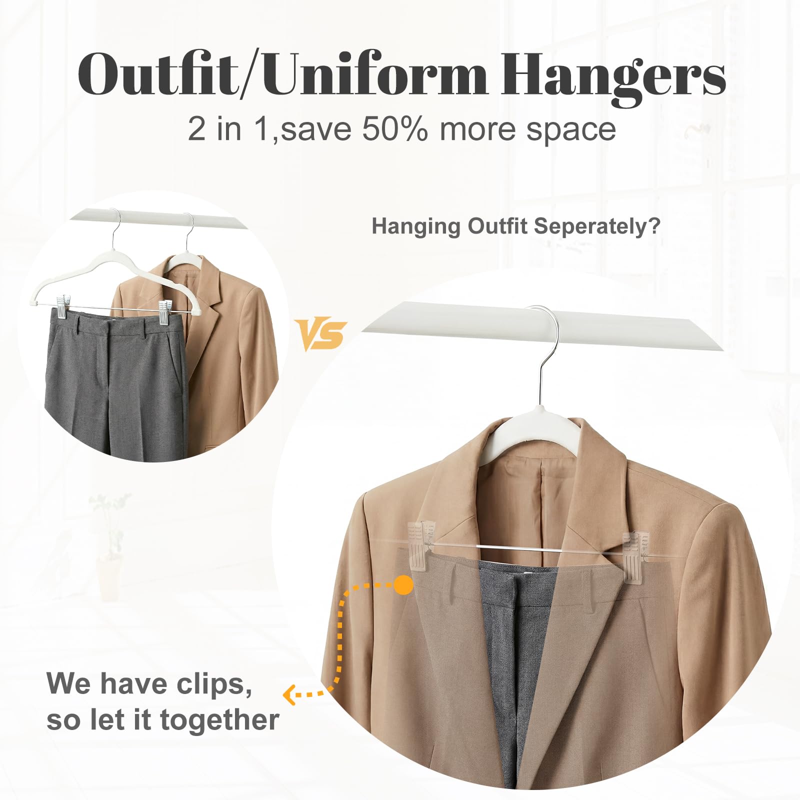 HOUSE DAY shoulder-groove velvet hangers protect delicate straps from creases.
