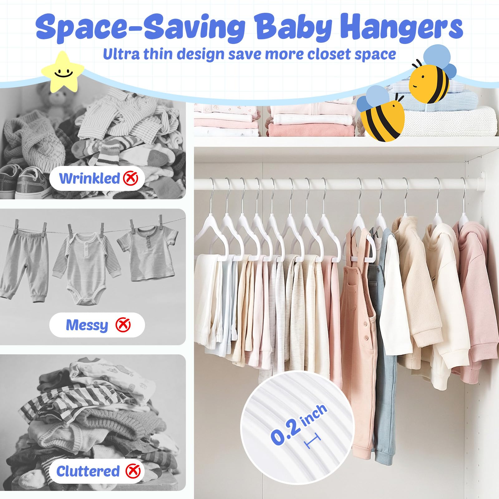 HOUSE DAY slim-profile hangers fit tight spaces while organizing outfits