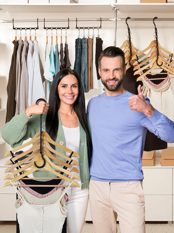 House Day smooth-edge hanger protects delicate fabrics during handling and aging.