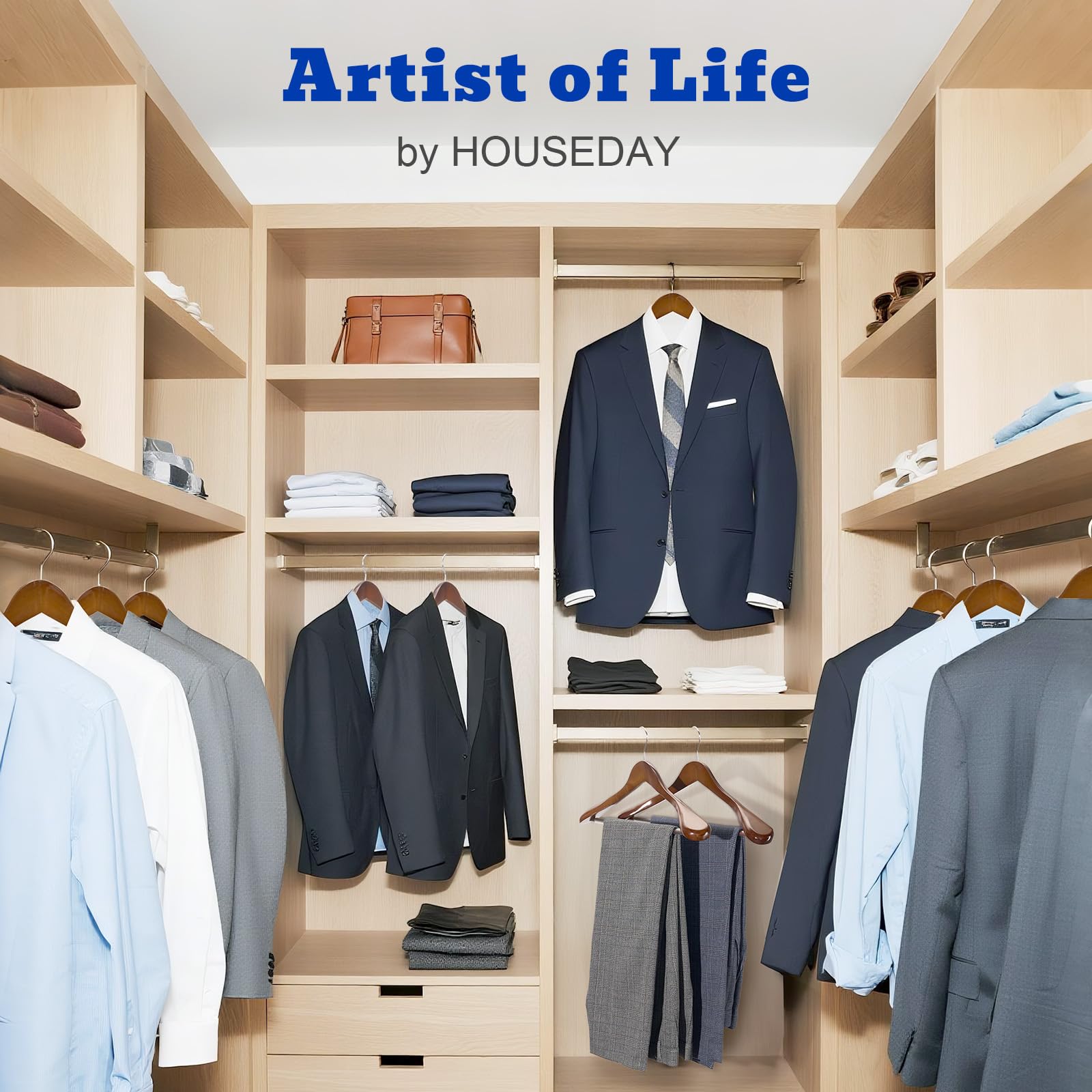 HOUSE DAY smooth-edge wooden hanger enhances fabric handling