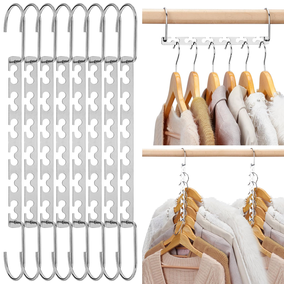 House Day space-saving hangers pack increases closet space and accessibility.