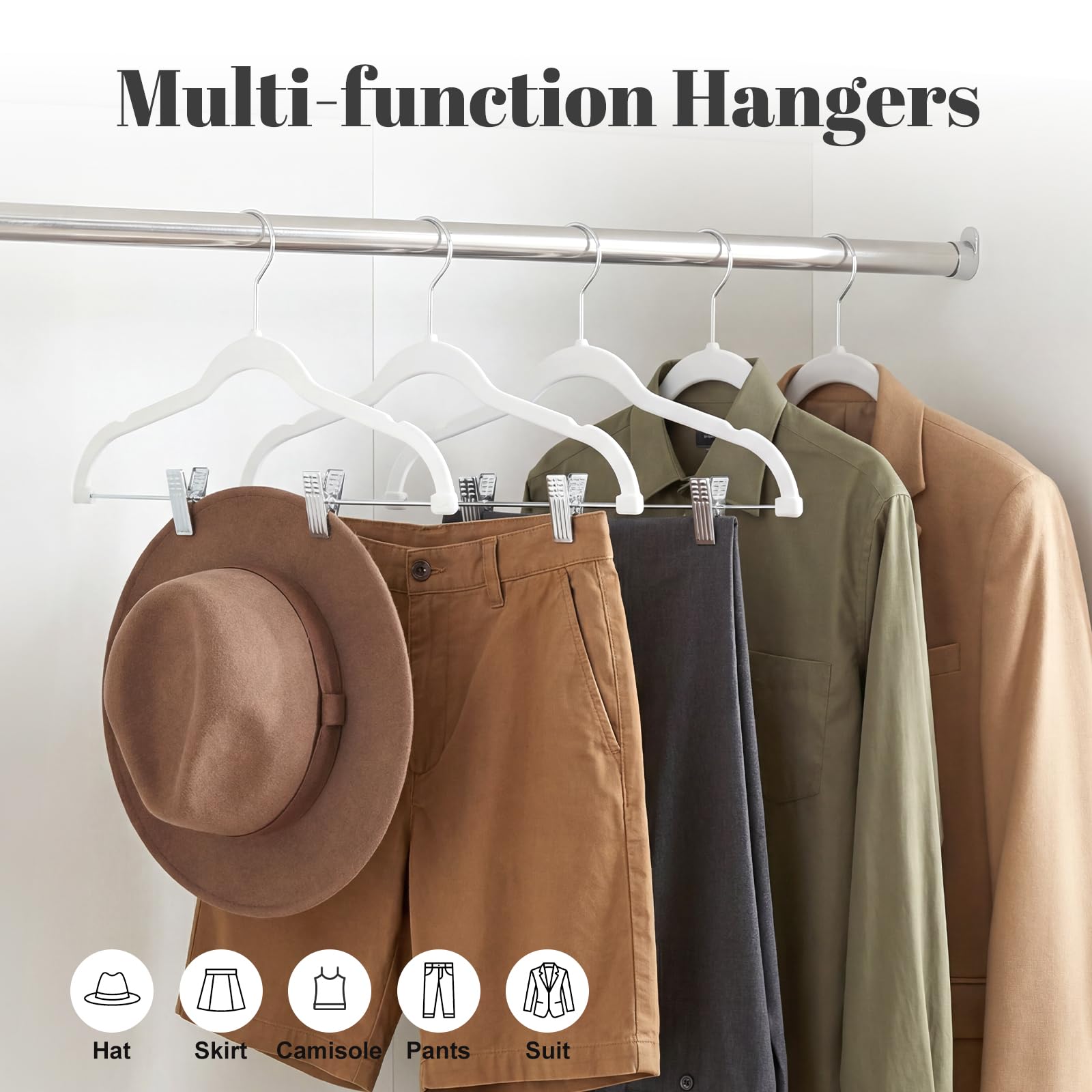 HOUSE DAY space-saving slim pant hangers fit tight closets while maximizing capacity.