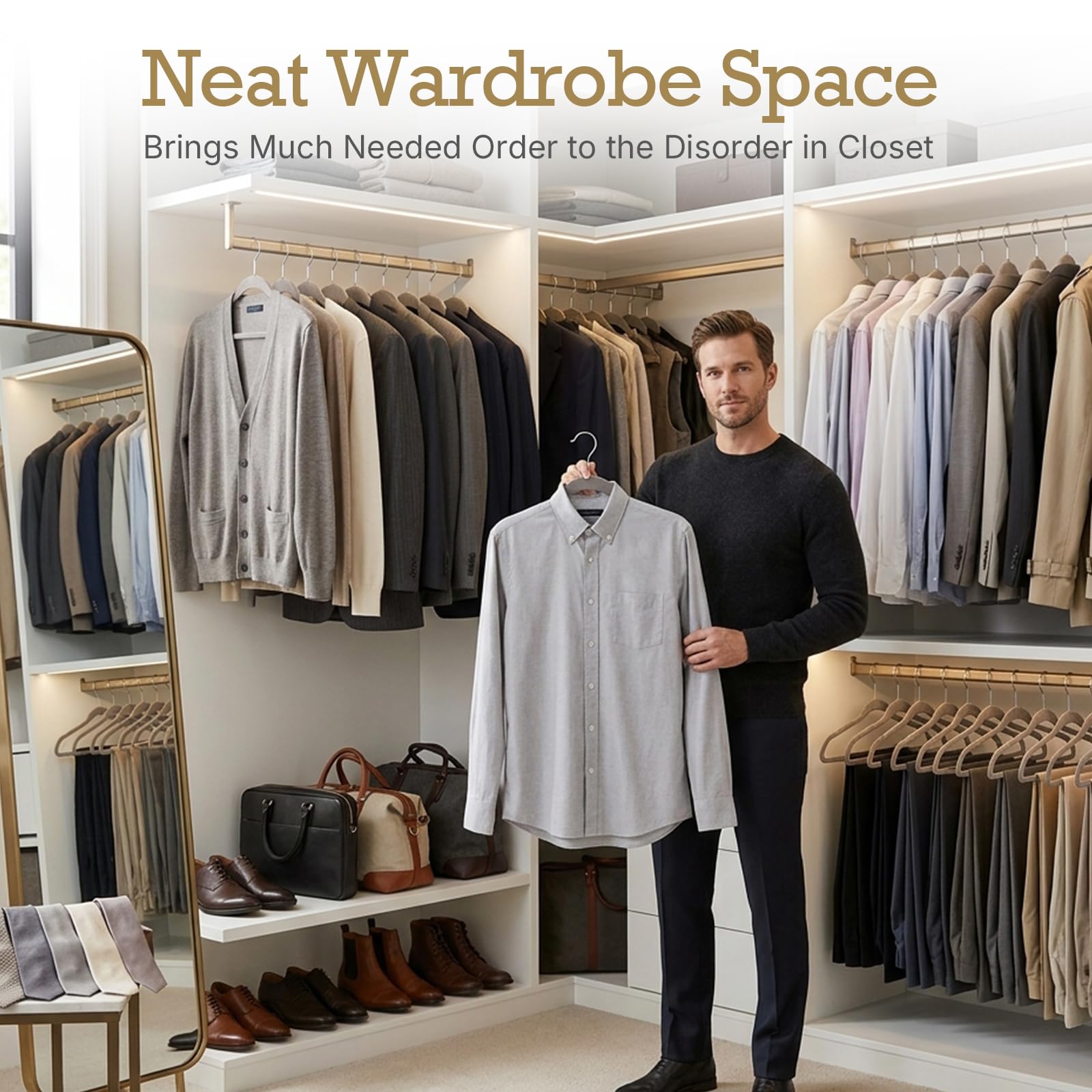 HOUSE DAY taupe velvet hangers 60 pack closet-organization solution for apparel storage.