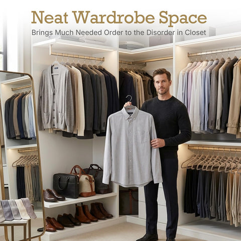 HOUSE DAY taupe velvet hangers 60 pack closet-organization solution for apparel storage.