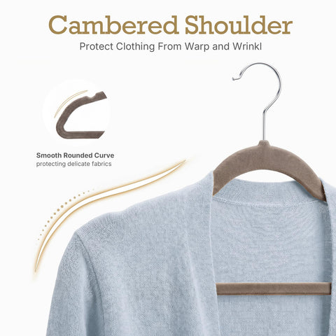 HOUSE DAY taupe velvet hangers 60 pack non-slip groove prevents slipping.