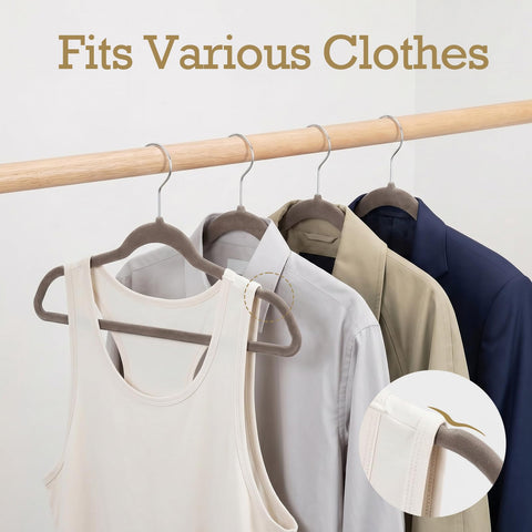 HOUSE DAY taupe velvet hangers 60 pack space-saving design maximizes closet space.