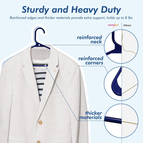 HOUSE DAY thin-profile hangers maximize closet space and reduce clutter