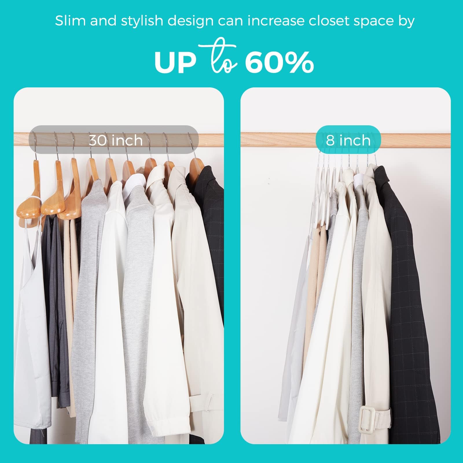 House Day ultra-thin design saves closet space while supporting heavy garments.