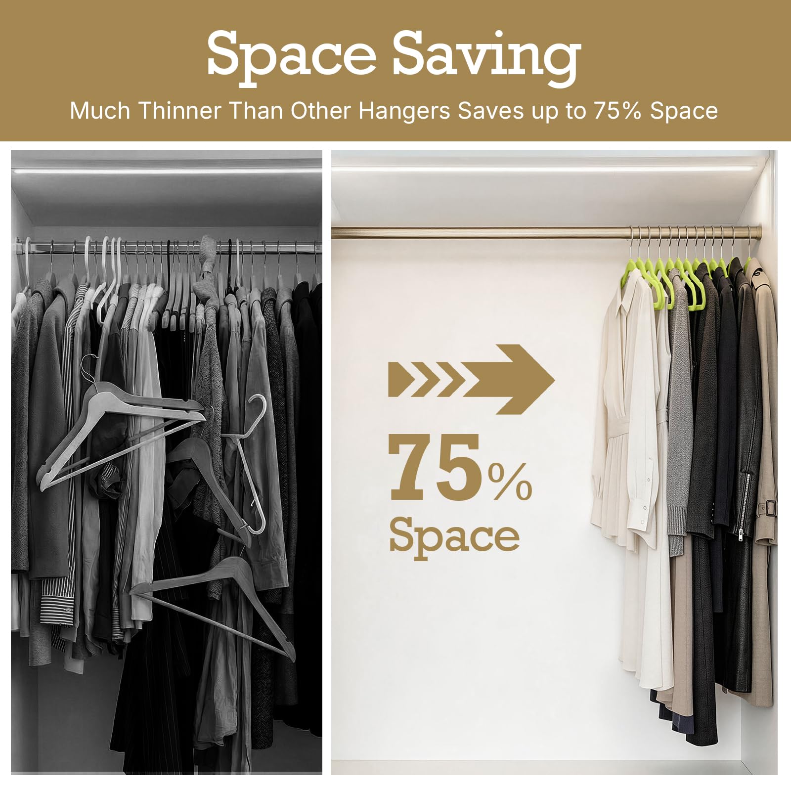 HOUSE DAY Ultra-thin space-saving hangers maximize closet space and reduce clutter.