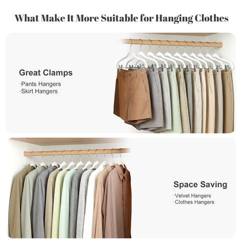 HOUSE DAY velvet hanger with adjustable clips makes clipping skirts and pants easy.