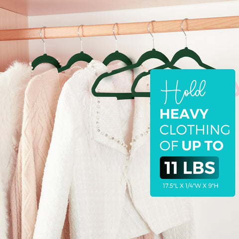 House Day velvet hanger with non-slip shoulder design keeps garments in place.