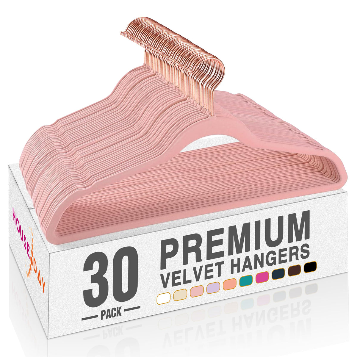 HOUSE DAY velvet hangers 30-pack protect delicate fabrics with soft velvet finish.