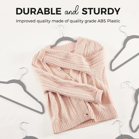 House Day velvet hangers feature a 360 degree swivel hook for easy access.