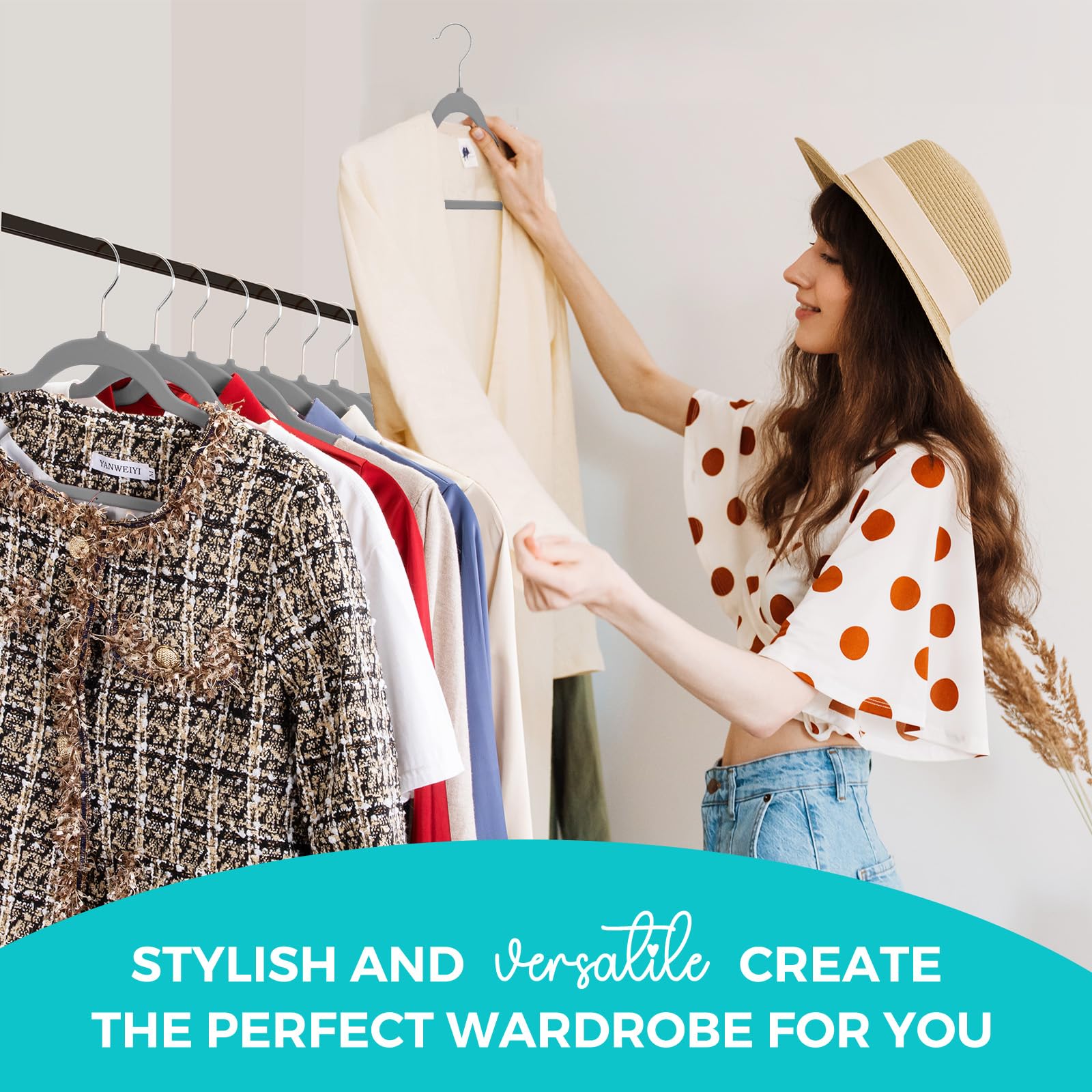 House Day grey velvet hangers match modern closets and interiors.