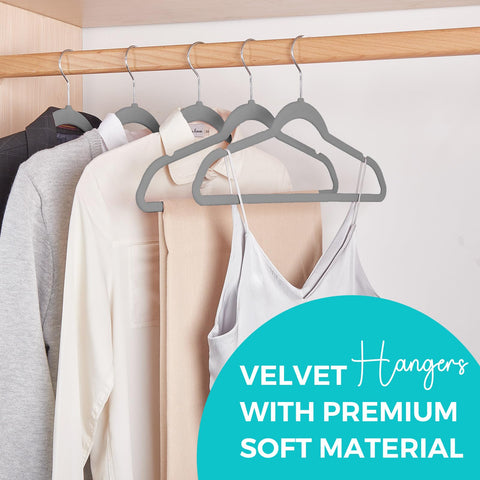 House Day velvet hangers with non-slip shoulders keep delicate straps in place.