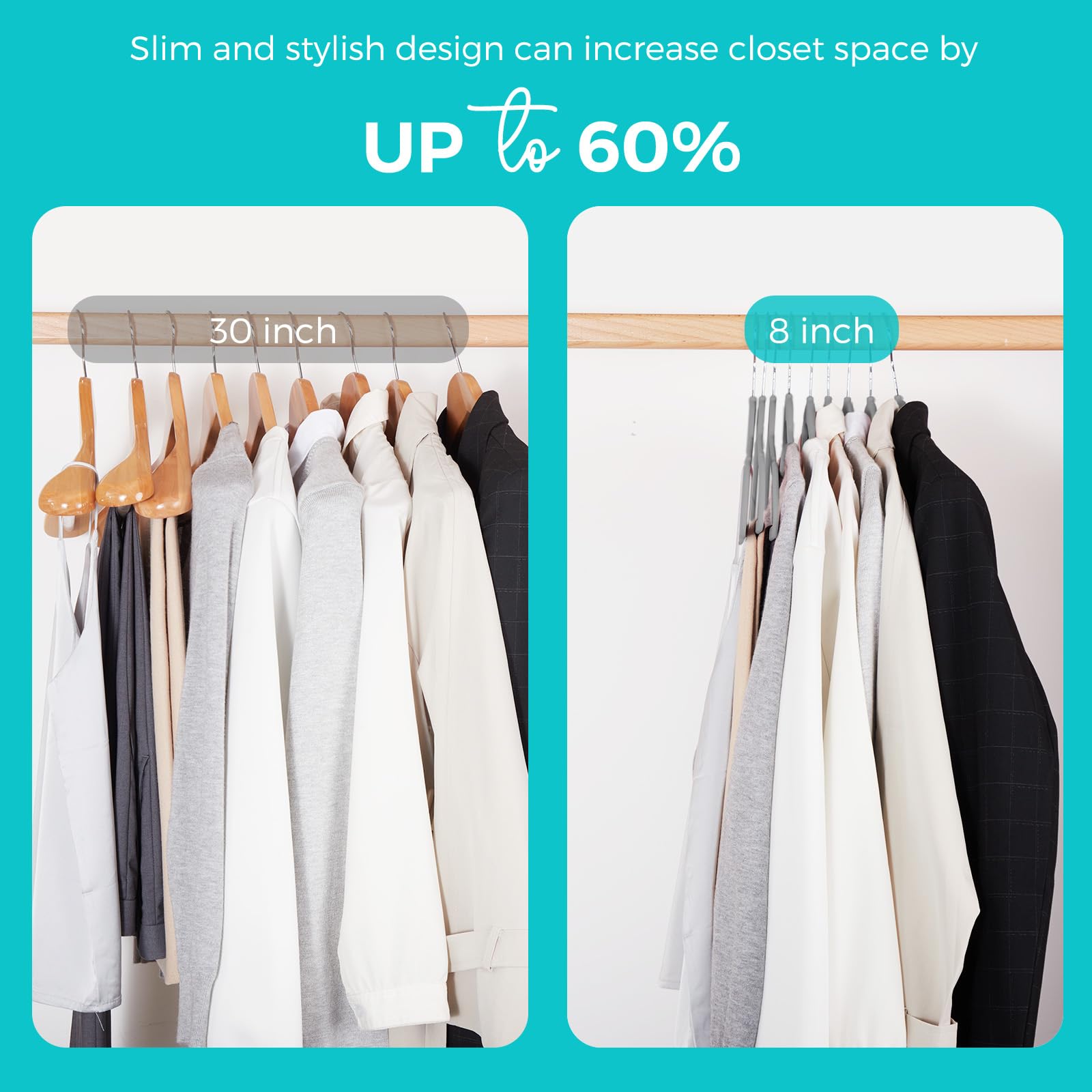 House Day ultra-thin velvet hangers maximize closet space without crowding.