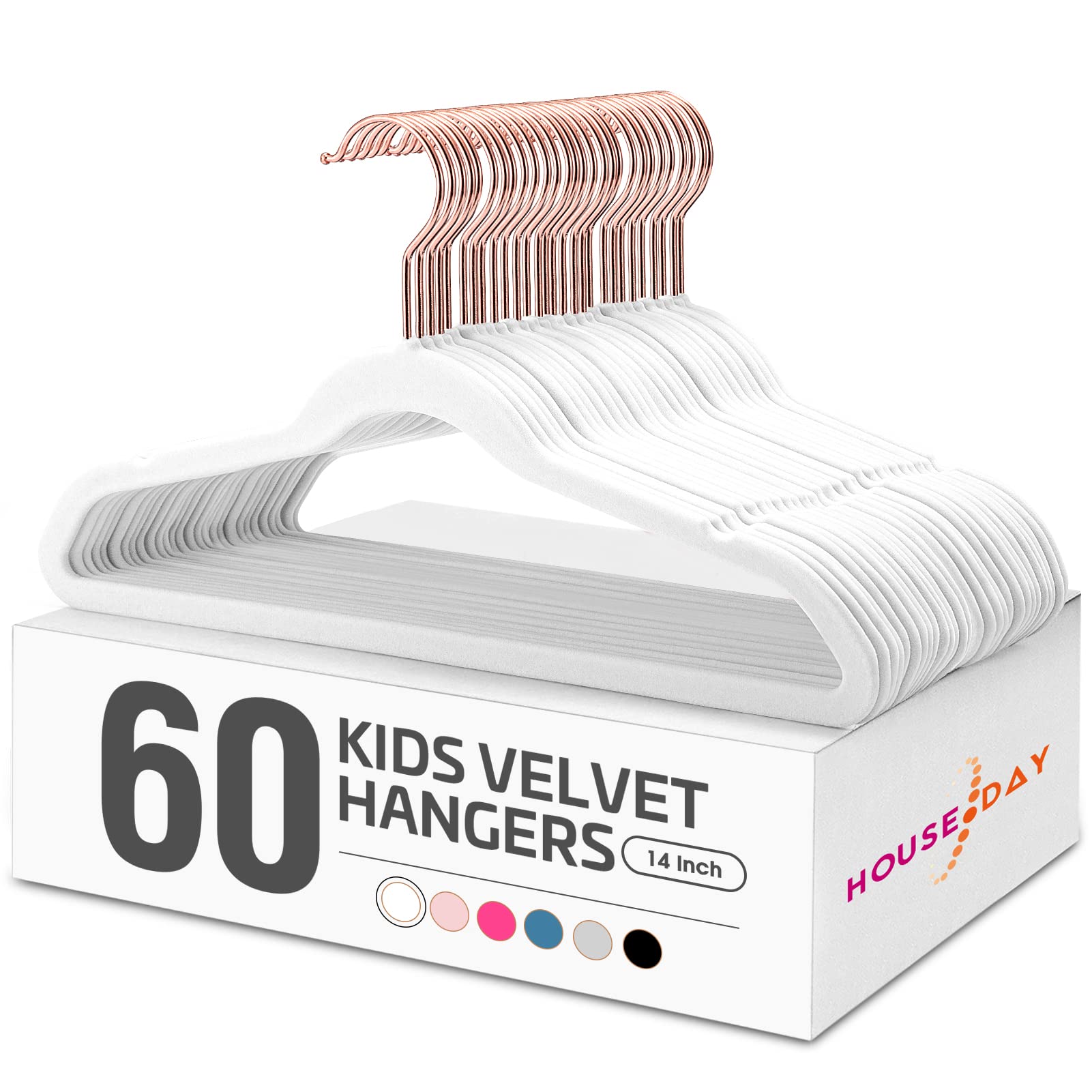 HOUSE DAY velvet kids hangers front view shows ultra-thin design for space-saving closets