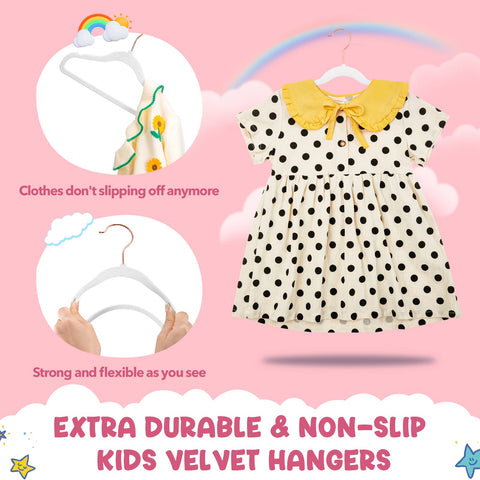 HOUSE DAY velvet kids hangers close-up shows soft flocking protecting fabrics