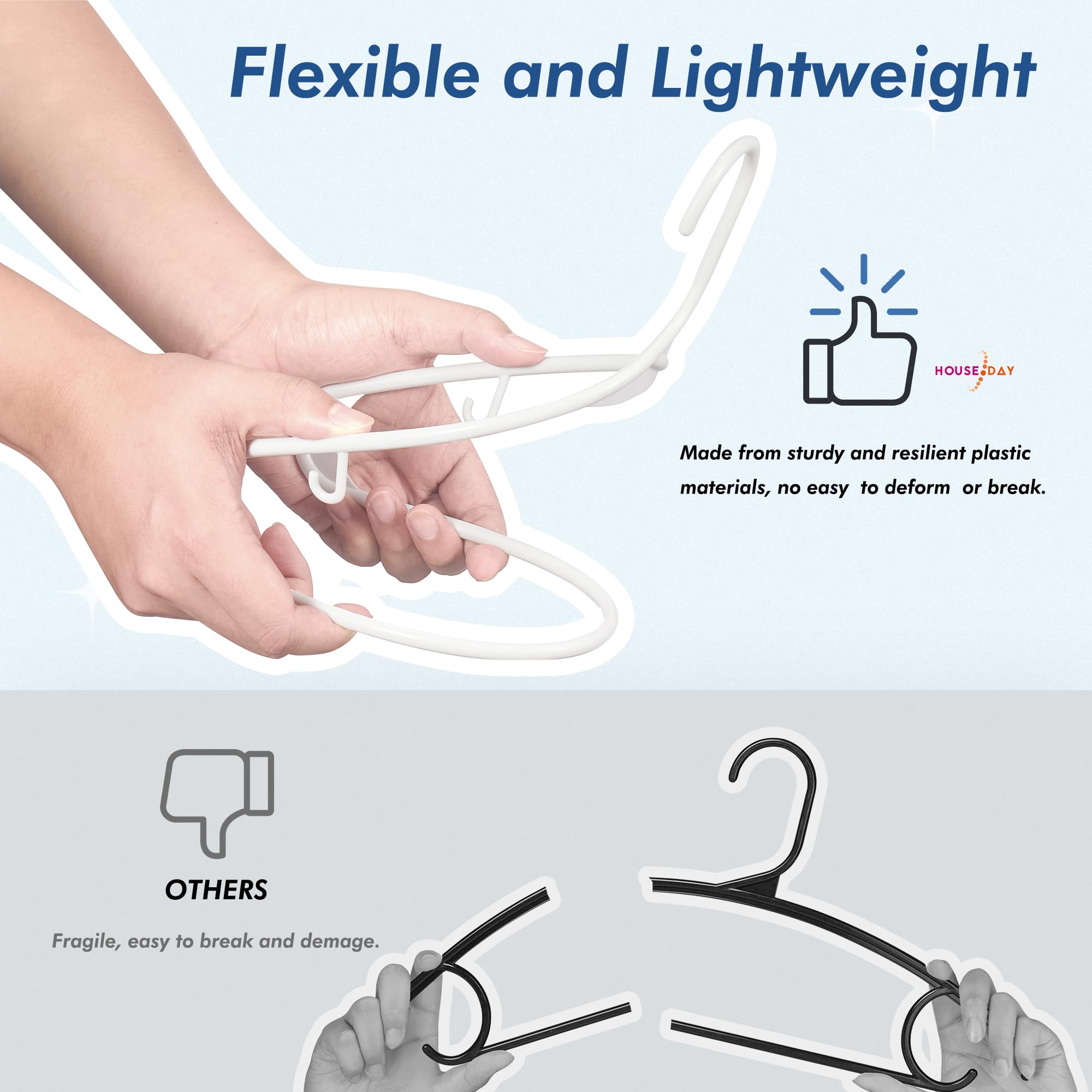 HOUSE DAY versatile-hangers for shirts, pants, skirts, dresses, and more.