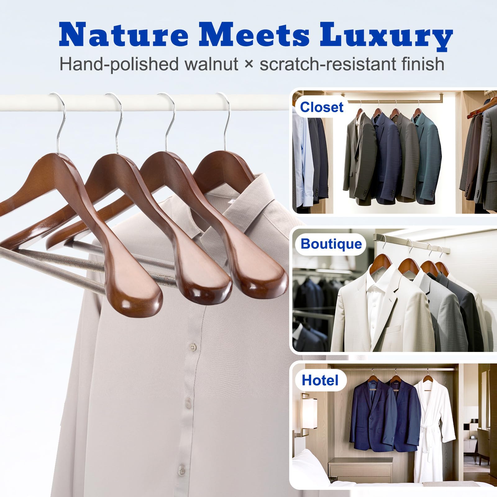 HOUSE DAY well-balanced wood hanger supporting closet organization